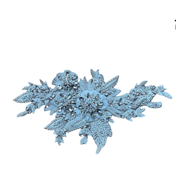 NEW Bridal Beaded Belt Appliqué Ivory Silver - Picture 3 of 10